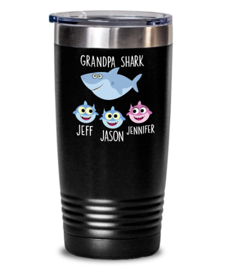 Download Personalized Grandpa Shark Tumbler Gift for Papa - Cute ...