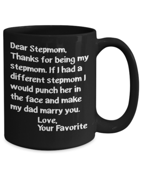 Stepmom Mug Birthday Gift from Stepdaughter Gifts for Women I Smile Because Youre My Step Mom Tea Cup Step-Mom Christmas Mothers Day Gifts for Her