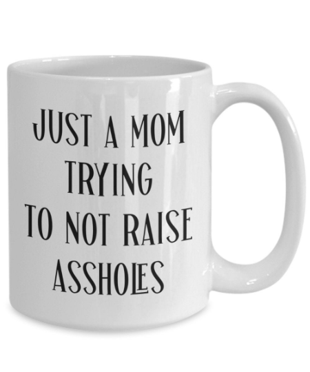 Just a Mom Trying Not to Raise Aholes Tumbler Funny Mom Cups Funny