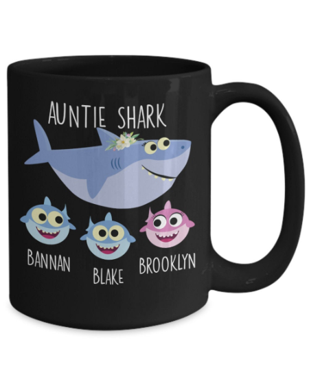 Download Personalized Auntie Shark Mug Gift for Sister - Cute Baby ...