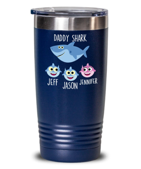 Daddy Shark Tumbler - Personalized Gift for Dad from Son ...