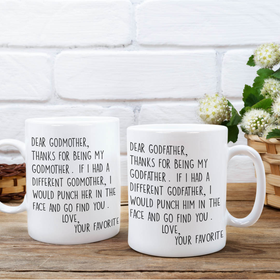 Godparent Mug Set - Dear Godfather and Godmother, Punch in the Face Funny  Coffee Cups - Gag Gift from Godchild | The Improper Mug