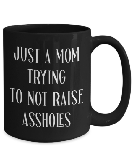 Just a Mom Trying Not to Raise Aholes Tumbler Funny Mom Cups Funny