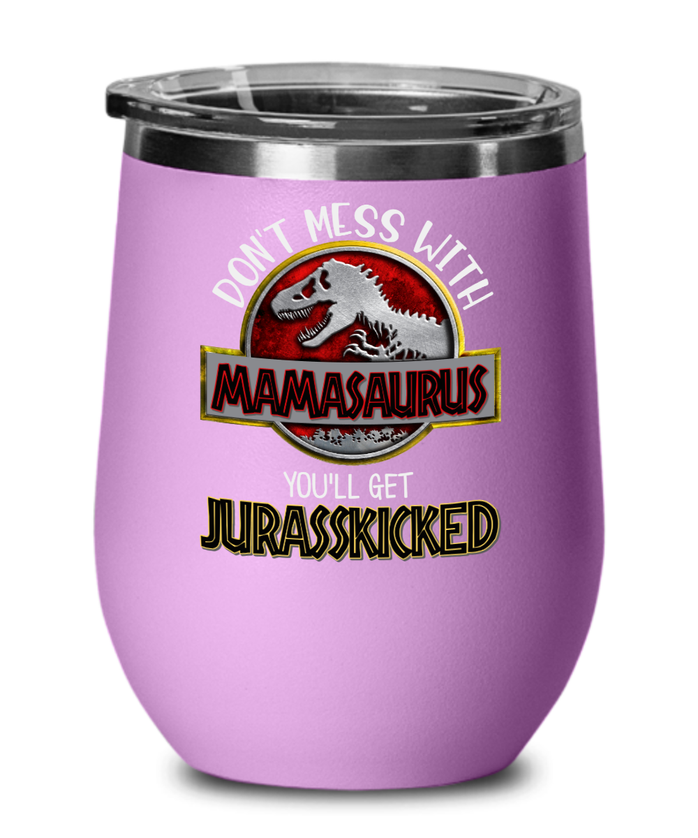 Personalized Mom Tumbler Purple - Don't Mess With Mamasaurus